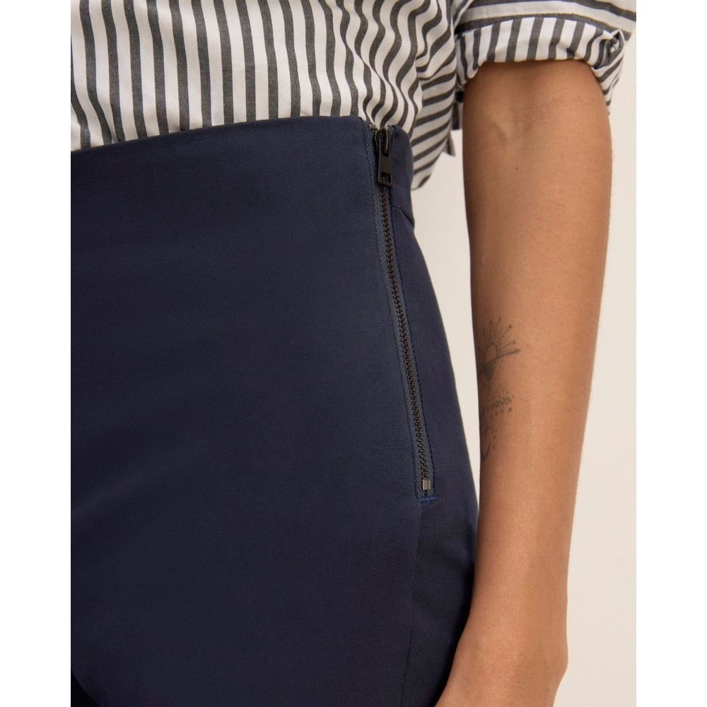 Everlane Pants Women 8 Navy Blue Side Zip Stretch Cotton Slim Straight Pull on - Picture 6 of 9